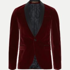 Sand wine velvet shawl collar