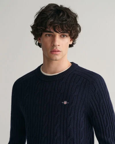Gant lambswool cable crew neck - Image 3