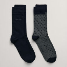 Gant 2 pack Charcoal Melange dot and solid socks